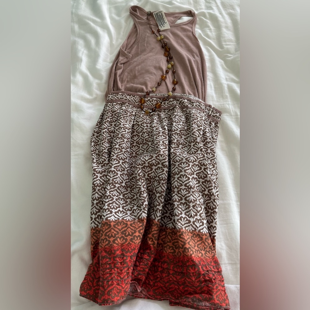 3 piece combo featuring Free People tank, Sophie Max skirt and beaded necklace